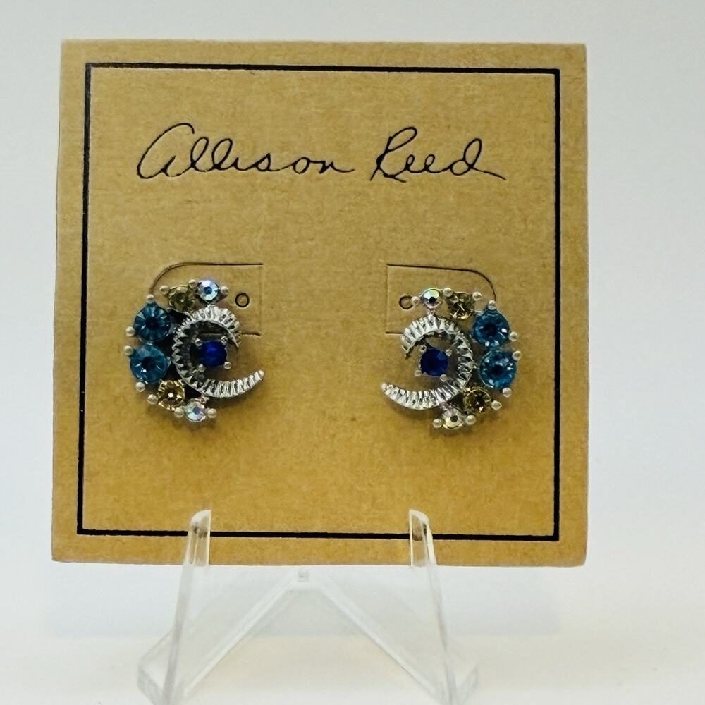 Allison Reed Blue Swirl Earrings Accent Gemstone Stud Fashion Jewelry